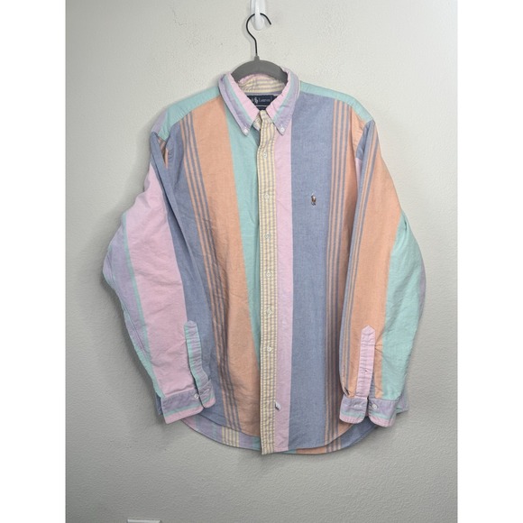 Ralph Lauren Other - Ralph Lauren Shirt Mens 17-35 Pastel Stripe Button Down Oxford Pony Logo Preppy